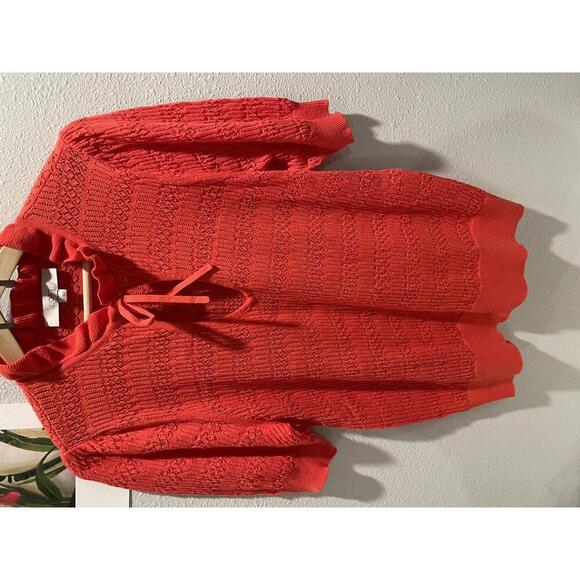 LOFT Tops - LOFT Stylish Red Knit Top with Ruffle Detail- Size L
